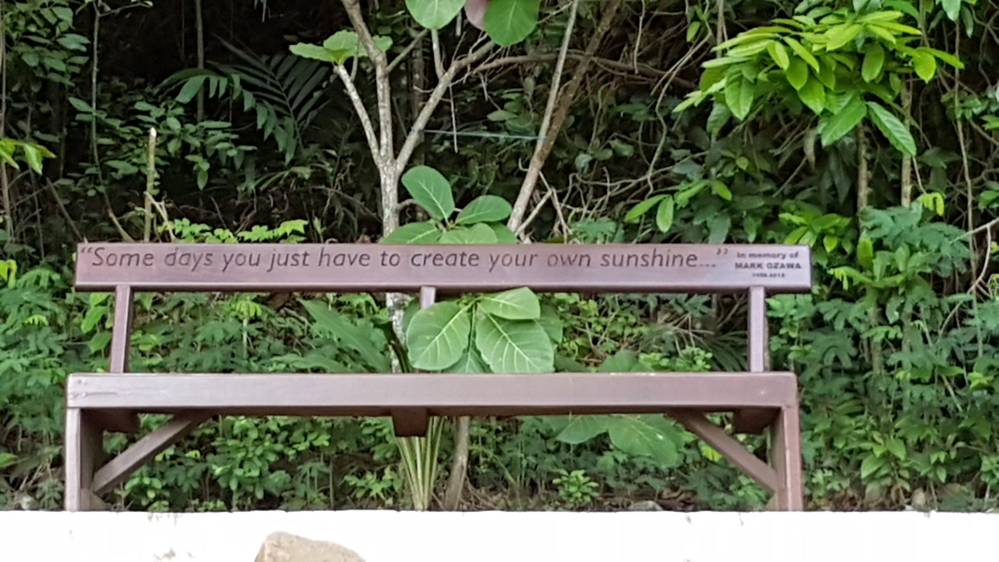 Inspirational quoute on bench